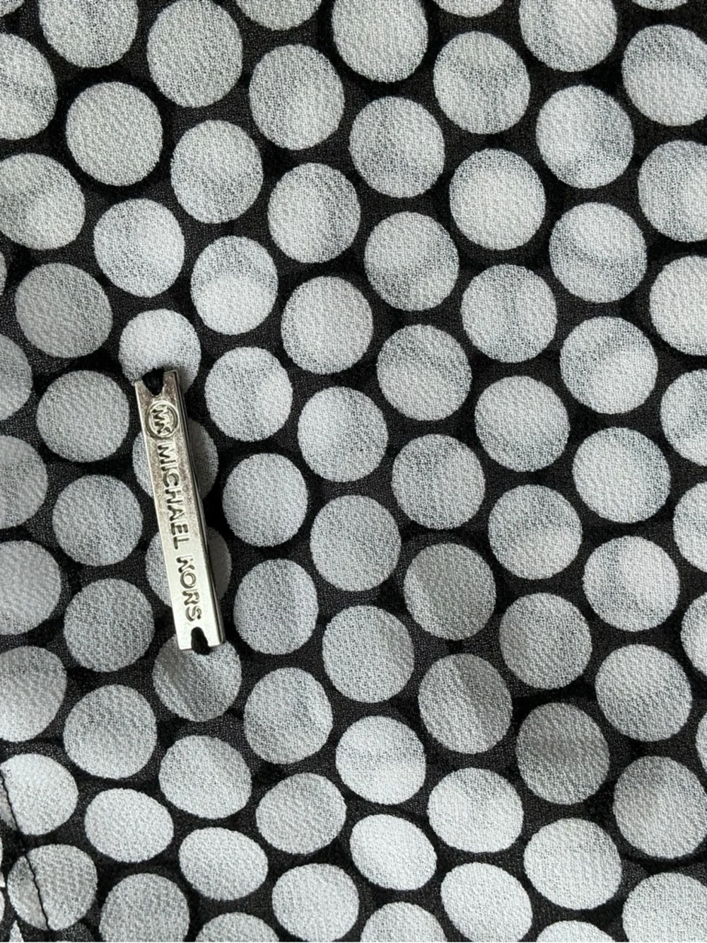 Michael Kors Black and White Polka Dot Pleated Sleeveless Top